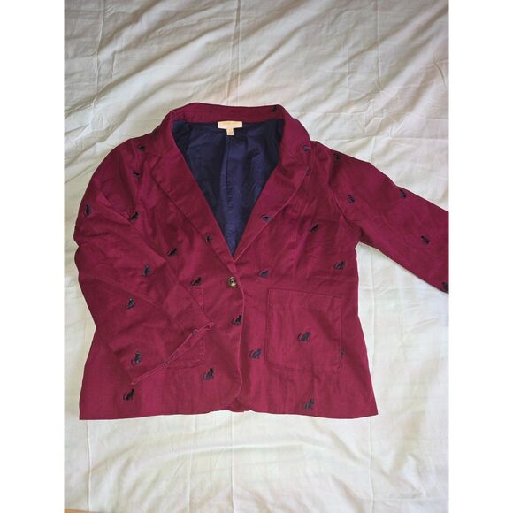 Modcloth Jackets & Blazers - Vintage Marketplace Blazer Large Burgundy Black Cat Embroidered Novelty ModCloth